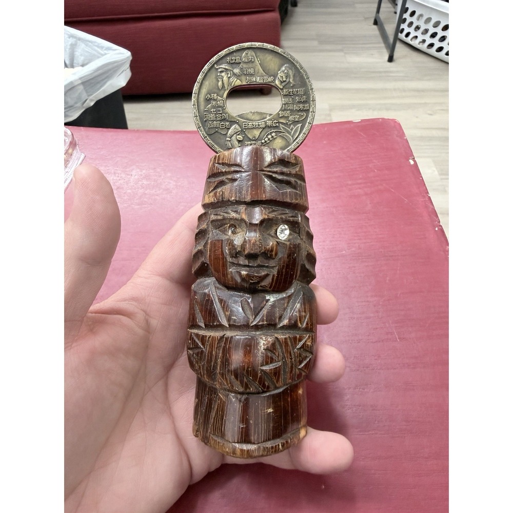 Japanese Kokeshi Doll Wooden Ainu Bottle Openener Lovely Hokkaido Nipopo
